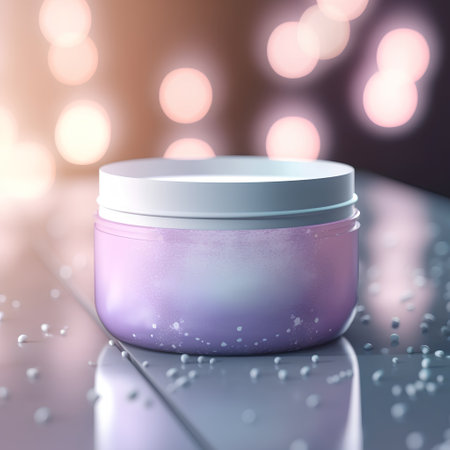 3d render of cosmetic cream in front of bokeh backgroundの素材