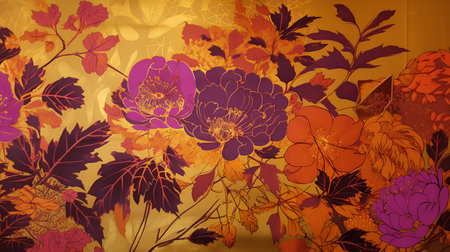 Vintage floral background with peonies and leaves. Vector illustration.の素材