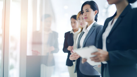Group of business people working together in the office. Business and technology concept.の素材