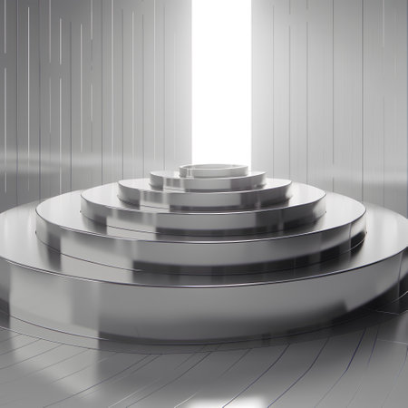 staircase with light coming from the ceiling. 3d renderの素材