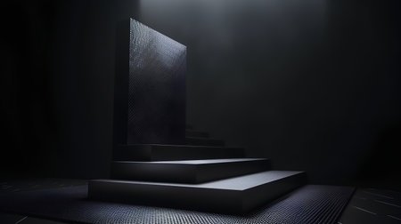Abstract dark scene with stairs and spotlights, 3d render illustrationの素材
