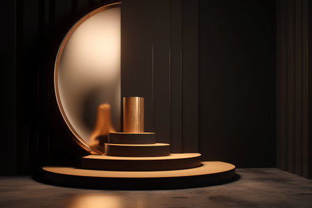 3d rendering abstract geometric forms. Luxury podium for your designの素材