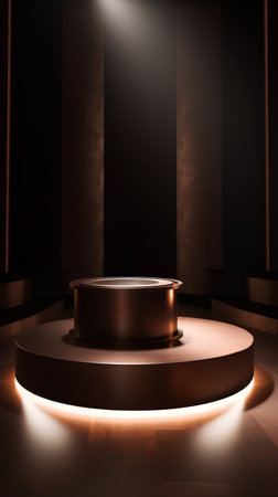 3d render of podium with spotlights in dark room. Mock upの素材