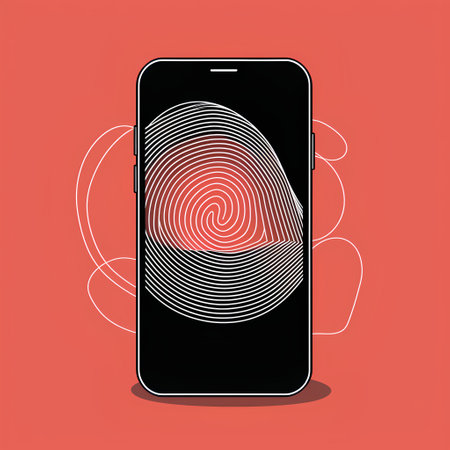 Fingerprint on the smartphone screen. Fingerprint scan. Vector illustrationの素材