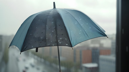Umbrella on the background of the rain. Rainy dayの素材