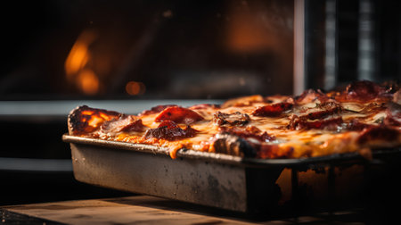 Cooking pizza in the oven in the restaurant. Restaurant concept.の素材