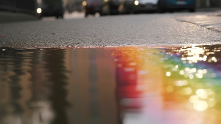 Raindrops on the asphalt of the city. Blurred background.の素材