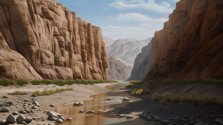 River in the desert of the Sinai Peninsula, Egypt, Africa.の素材