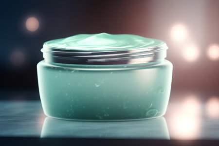 cosmetic cream in a jar on a dark background. 3d renderingの素材