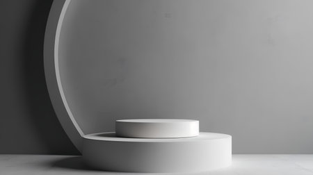Abstract 3d render of minimal geometric forms, podium for product presentationの素材