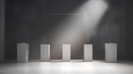 Empty exhibition stand in modern gallery. Mock up, 3D Renderingの素材