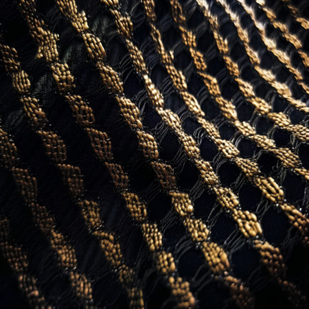Texture, background, pattern. Cloth pleated with gold threadsの素材
