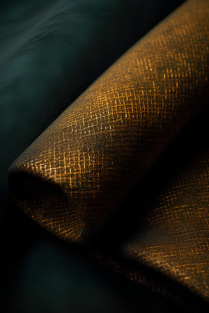 close up of a brown and black silk fabric with some folds in itの素材