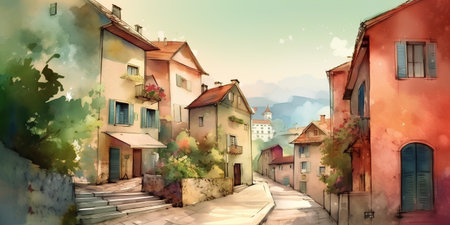 Street in the old town of Ljubljana, Sloveniaの素材