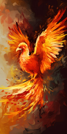 Rooster in the form of an eagle on a dark background.の素材