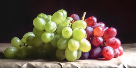 Grapes on a dark background. Still-life with grapes.の素材