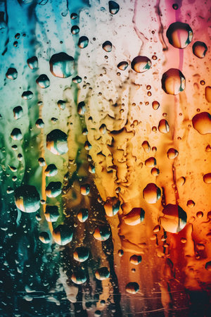 Drops of water on the glass. Abstract background. Toned.の素材
