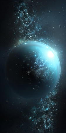 Blue planet in space, computer generated abstract background, 3D renderの素材