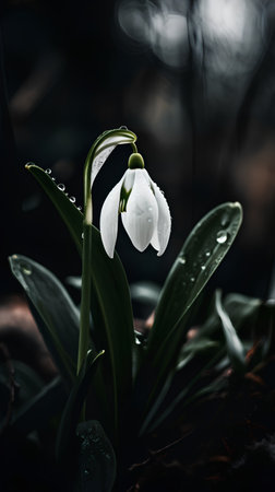Snowdrop flower (Galanthus nivalis) close upの素材