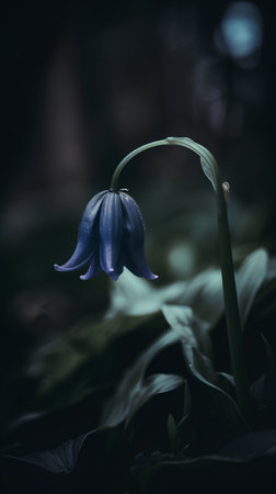 Beautiful blue snowdrop flower in the forest. Soft focus.の素材