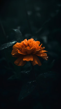 Beautiful orange flower on a dark background. Close-up.の素材