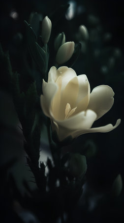 Beautiful magnolia flower in vintage style. Selective focus.の素材