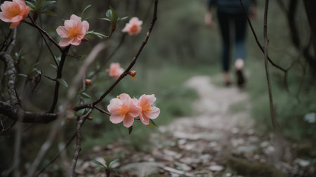 Blooming azalea flowers in the forest. Selective focus.の素材