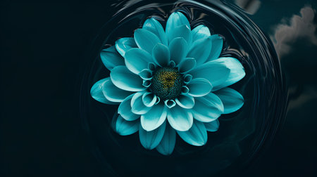Beautiful blue chrysanthemum flower on a dark backgroundの素材