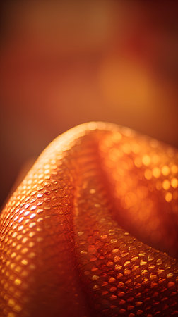 Close up of golden fabric. Selective focus. Shallow depth of field.の素材