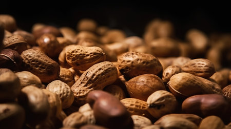 Close-up of nuts on a dark background. Selective focus.の素材