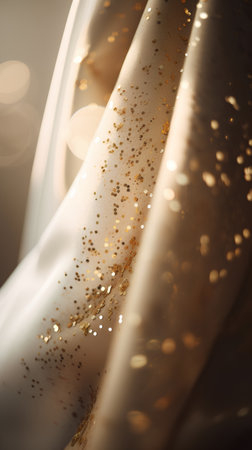 wedding dress with golden sequins and sparkles close upの素材