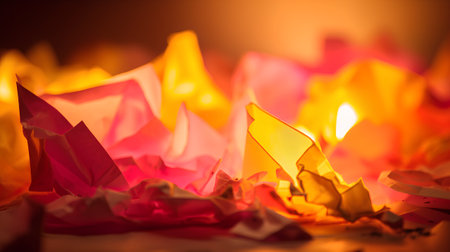 Close up of burning candles on a dark background. Selective focus.の素材