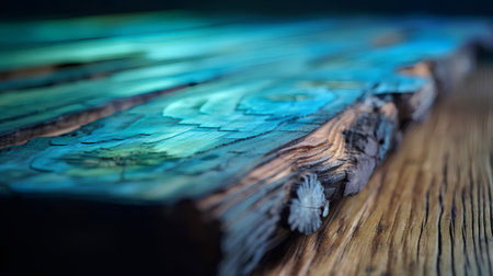 Old wooden boards with cracks and scratches. Shallow depth of field.の素材