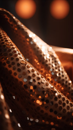 Closeup of a brown cloth with bokeh lights in the backgroundの素材