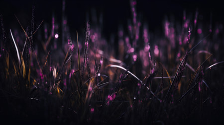 Grass flower in the meadow at night. Natural background.の素材