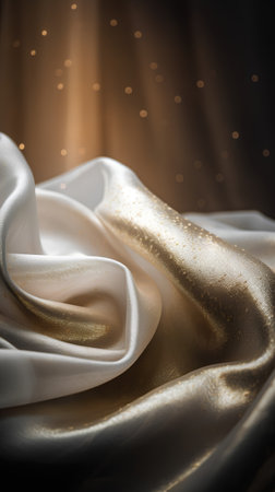golden satin texture background close up. Luxurious background.の素材