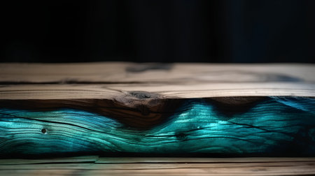 Old wooden planks on a dark background. Shallow depth of field.の素材