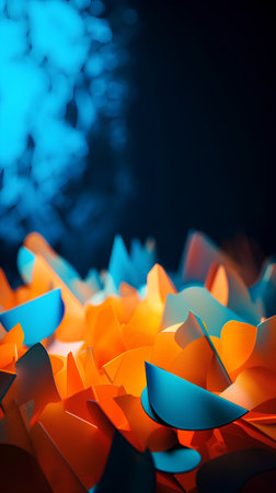 Paper origami on dark blue background. Shallow depth of field.の素材
