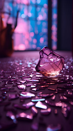 Beautiful glass bottle with a drink on the background of the windowの素材