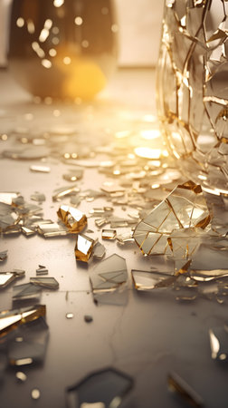 Broken glass on the floor. Broken glass on the floor.の素材