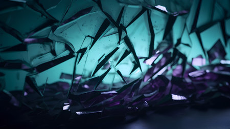 Broken glass on dark background. Shallow depth of field.の素材