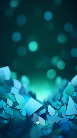 3d illustration of blue polygonal background with bokeh effectの素材