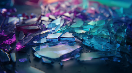 Broken pieces of glass on a dark background. Selective focus.の素材