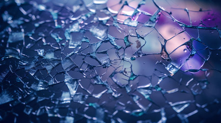 Broken glass background. Close-up image of broken glass.の素材