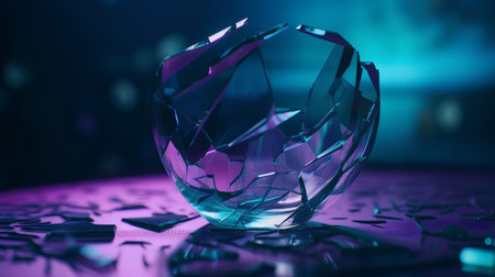 Broken glass on a black background. 3d rendering, 3d illustration.の素材