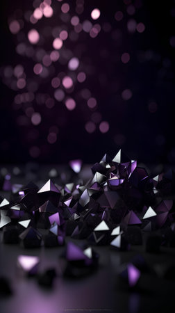 Abstract background with purple crystals and bokeh. 3d renderの素材