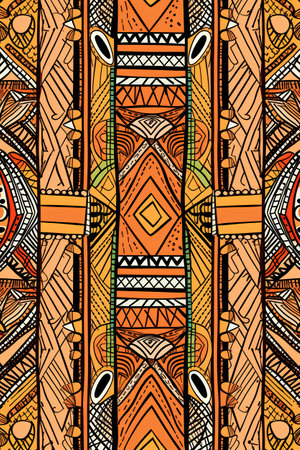 Seamless vector tribal ethnic pattern. Aztec, mexican, navajo, african motifsの素材