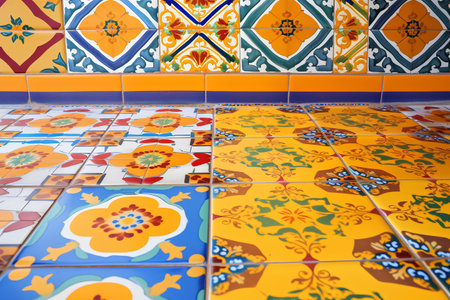 Ceramic tile floor in traditional moroccan style. Portugalの素材
