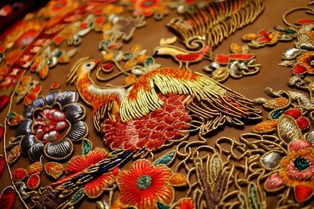 Close up of the detail of a traditional indian batik clothの素材
