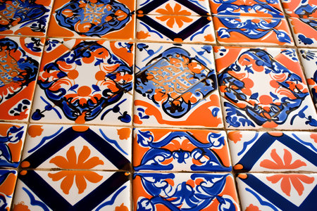 Detail of some typical portuguese tiles in Lisbon, Portugalの素材